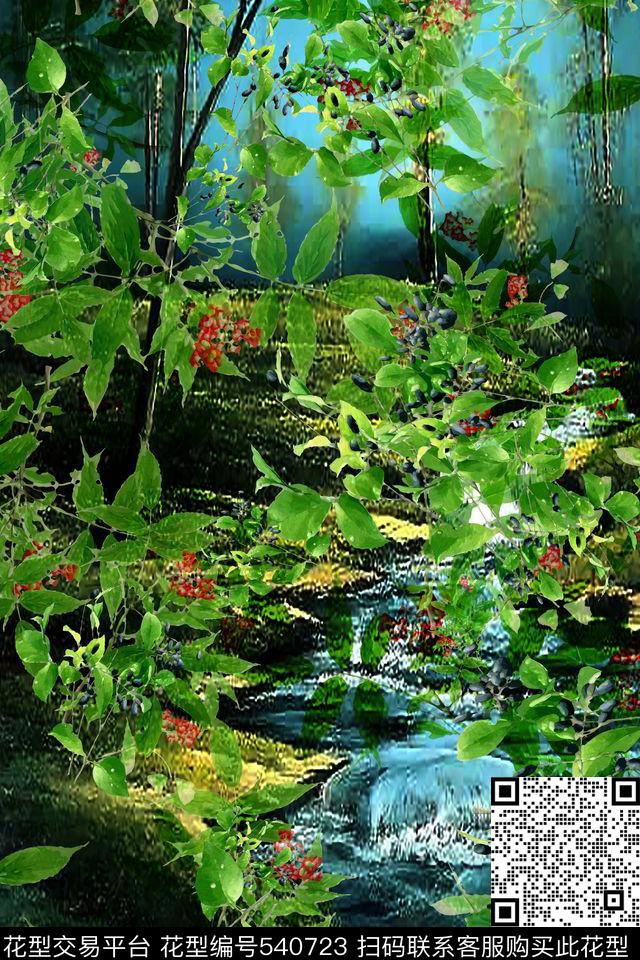 抽象女装家纺山水风景数码印花华亿平台下载（图片编号: 540723） - 瓦栏（Walan）