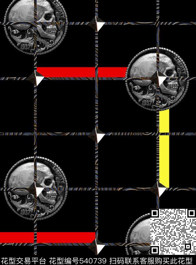 复古风格金属纹理格子数码印花华亿平台下载（图片编号: 540739） - 瓦栏（Walan）