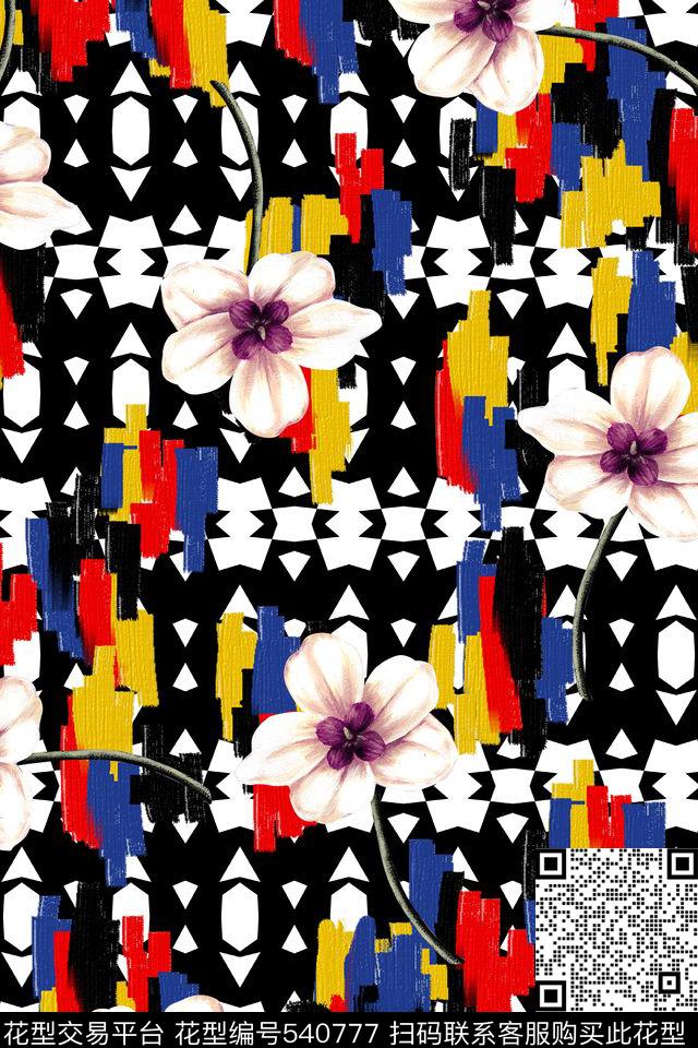 原创大牌手绘数码印花华亿平台下载（图片编号: 540777） - 瓦栏（Walan）