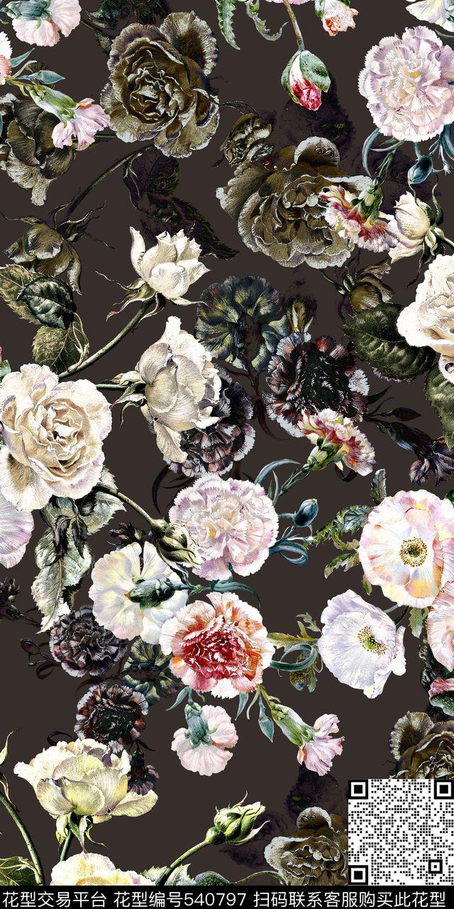 时尚巧克力配色数码印花华亿平台下载（图片编号: 540797） - 瓦栏（Walan）