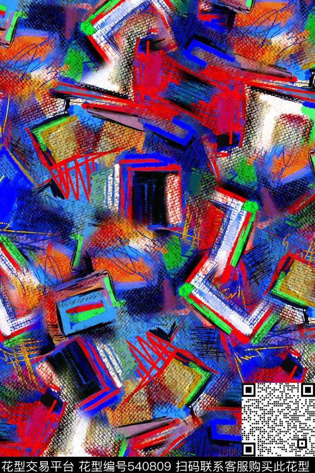 抽象矢量肌理数码印花华亿平台下载（图片编号: 540809） - 瓦栏（Walan）