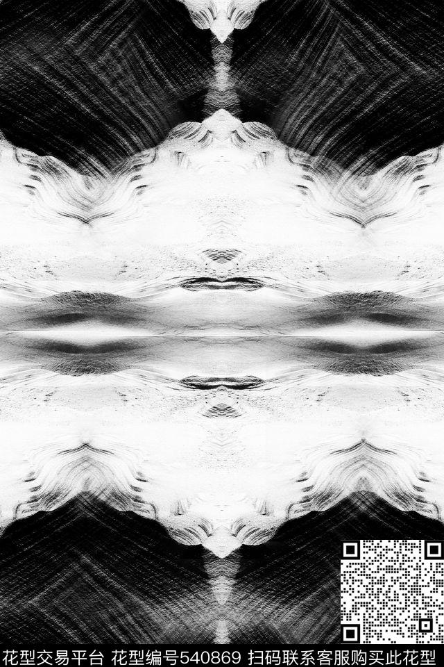 休闲时尚抽象水彩黑白素雅欧美流行黑白抽象油画线条服装面料华亿平台数码印花华亿平台下载（图片编号: 540869） - 瓦栏（Walan）
