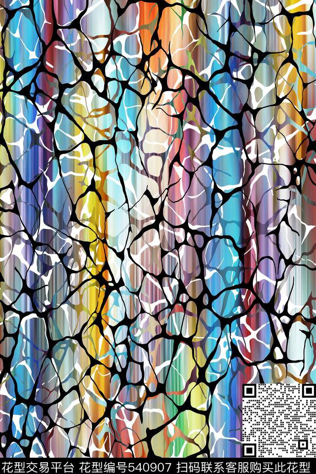 抽象炫彩动感小格时尚大气数码印花华亿平台下载（图片编号: 540907） - 瓦栏（Walan）