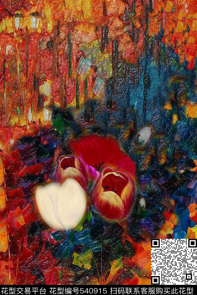时尚油画色彩传统印花华亿平台下载（图片编号: 540915） - 瓦栏（Walan）