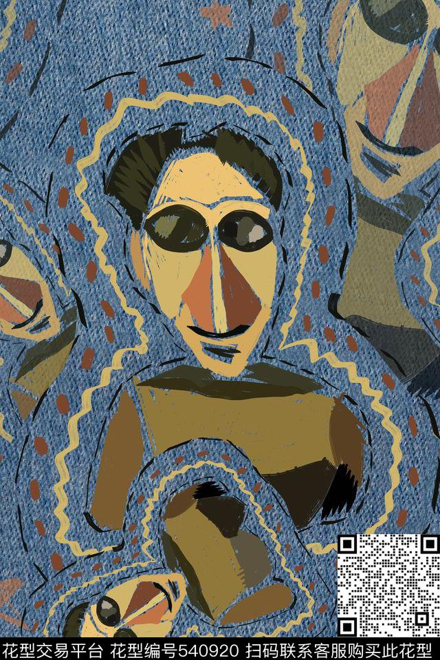 抽象大牌复古数码印花华亿平台下载（图片编号: 540920） - 瓦栏（Walan）