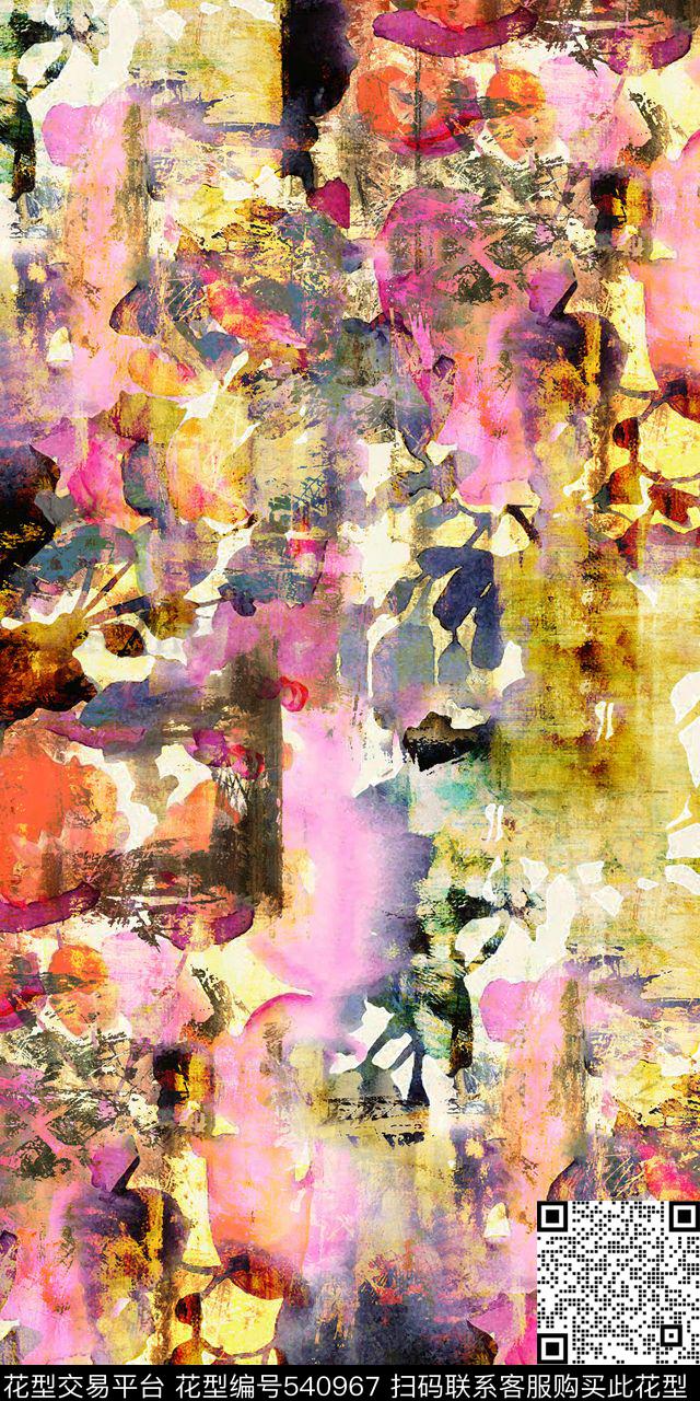 抽象大理石纹泼墨机理数码印花华亿平台下载（图片编号: 540967） - 瓦栏（Walan）