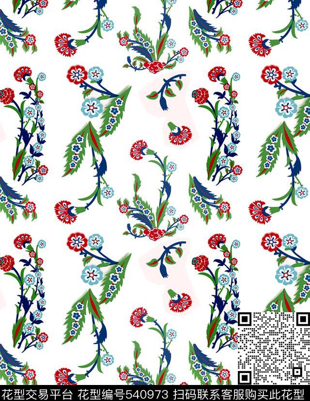 民族田园风民族花孔雀花传统印花华亿平台下载（图片编号: 540973） - 瓦栏（Walan）