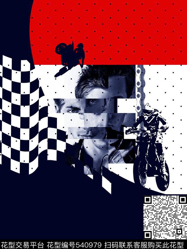 抽象赛车元素人物头像数码印花华亿平台下载（图片编号: 540979） - 瓦栏（Walan）