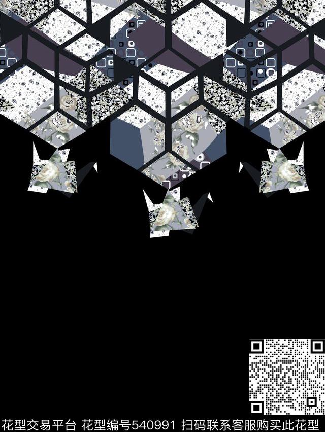 抽象几何拼块男装格子数码印花华亿平台下载（图片编号: 540991） - 瓦栏（Walan）