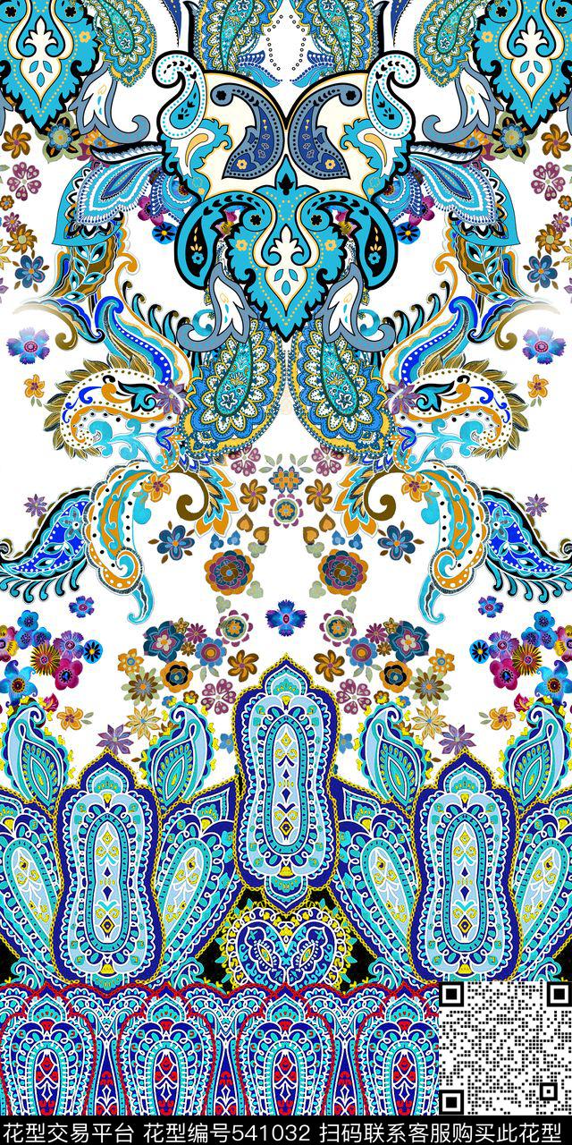 民族风佩斯利腰果数码印花华亿平台下载（图片编号: 541032） - 瓦栏（Walan）