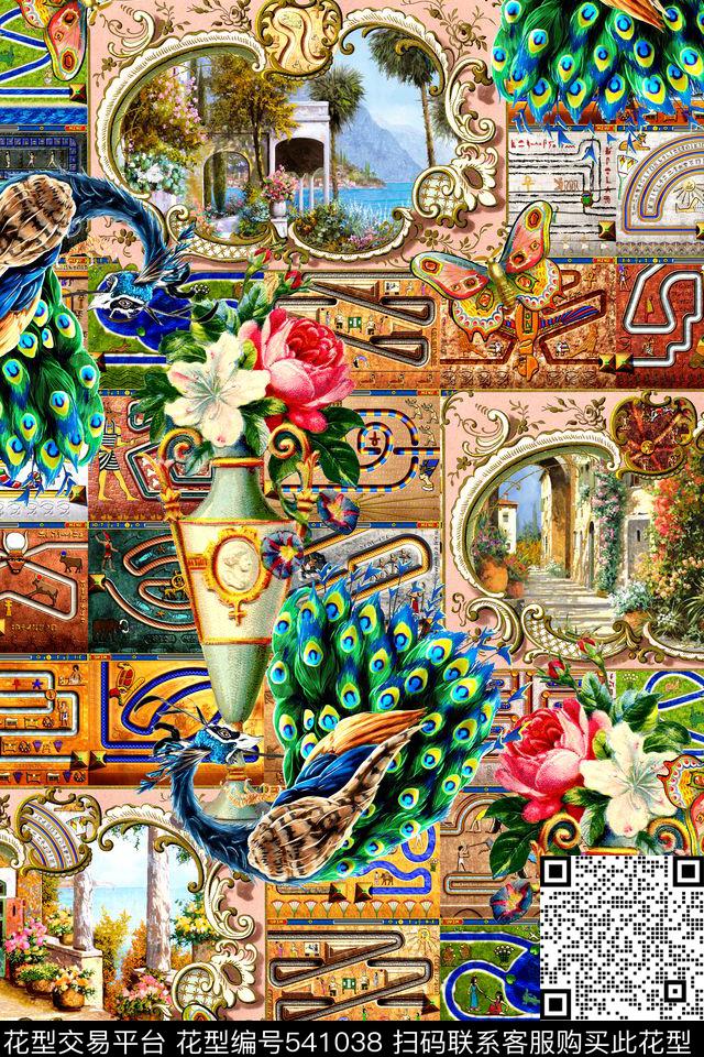 欧式复古几何数码印花华亿平台下载（图片编号: 541038） - 瓦栏（Walan）