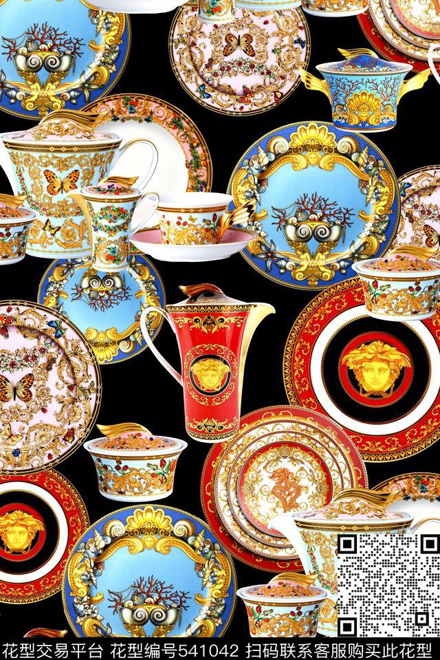 欧式复古茶杯数码印花华亿平台下载（图片编号: 541042） - 瓦栏（Walan）