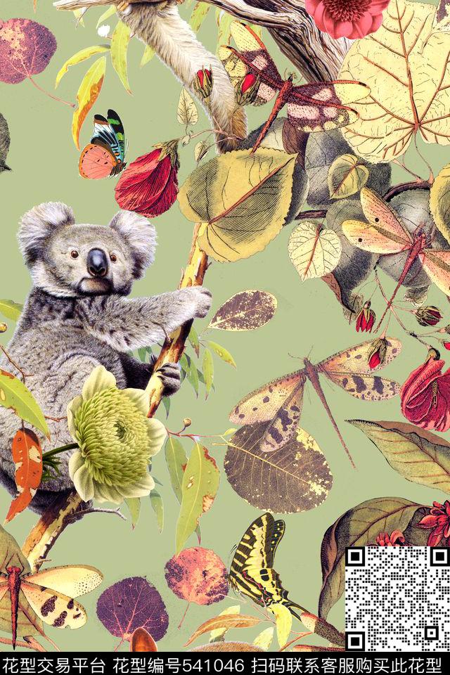 时尚浣熊松鼠数码印花华亿平台下载（图片编号: 541046） - 瓦栏（Walan）