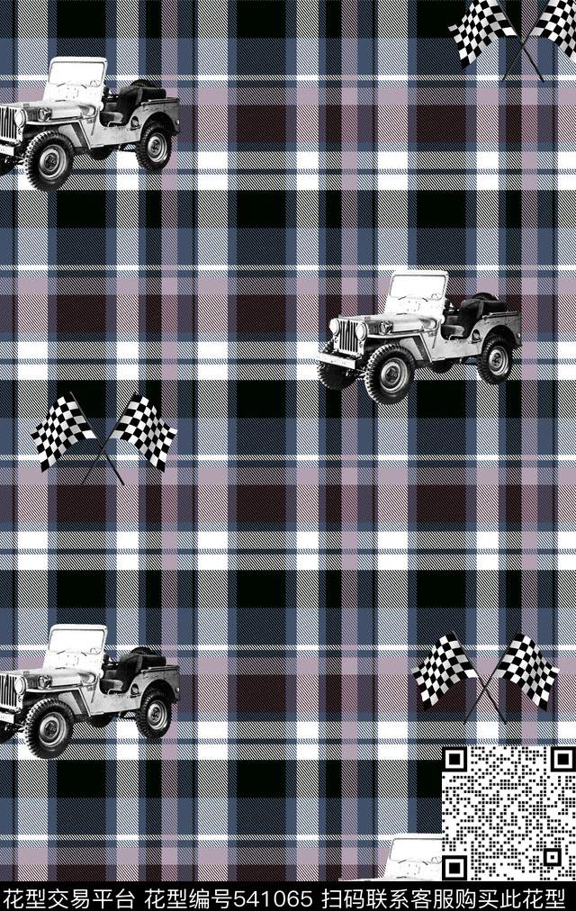 时尚格子车子数码印花华亿平台下载（图片编号: 541065） - 瓦栏（Walan）