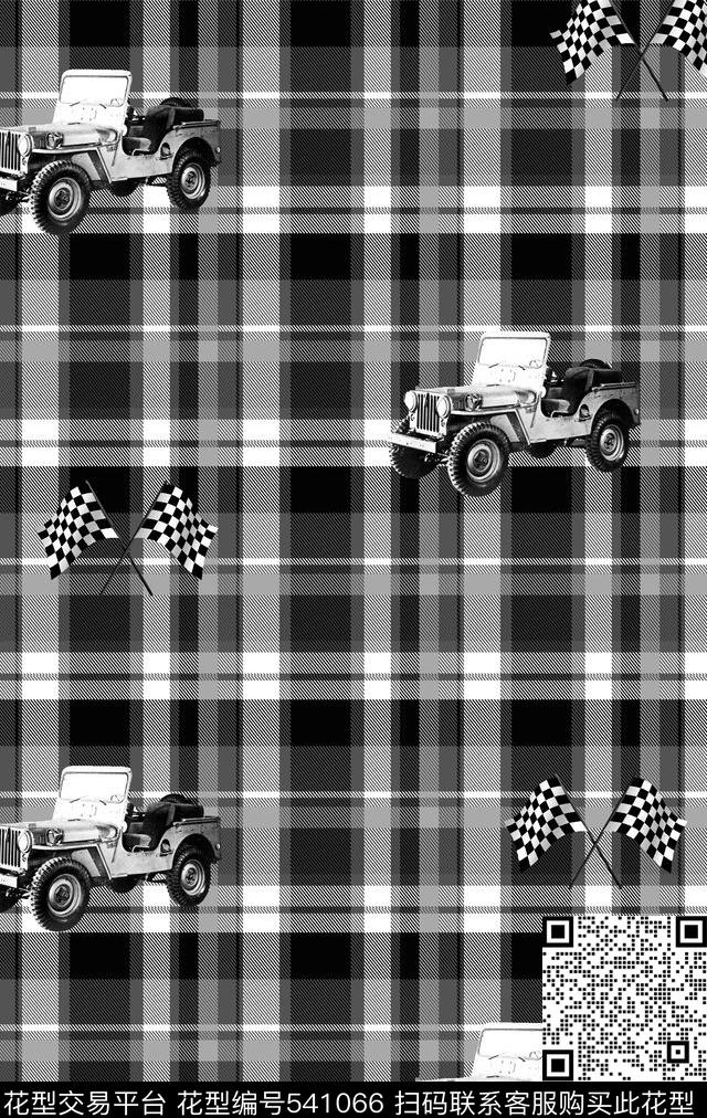 时尚格子车子数码印花华亿平台下载（图片编号: 541066） - 瓦栏（Walan）