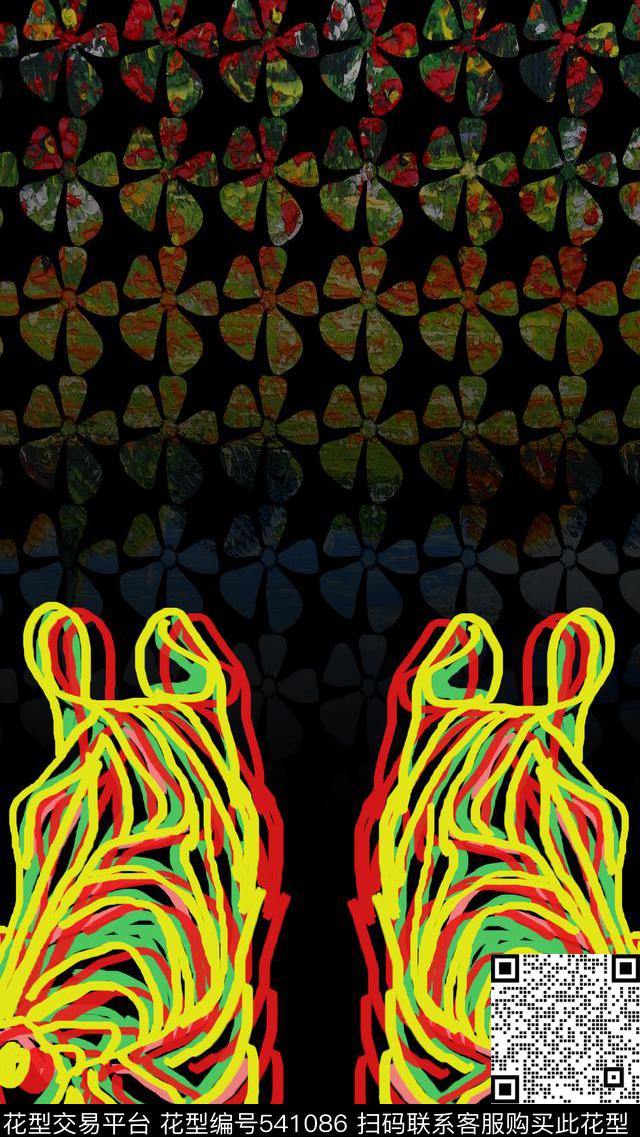 时尚手绘线条斑马花纹底传统印花华亿平台下载（图片编号: 541086） - 瓦栏（Walan）