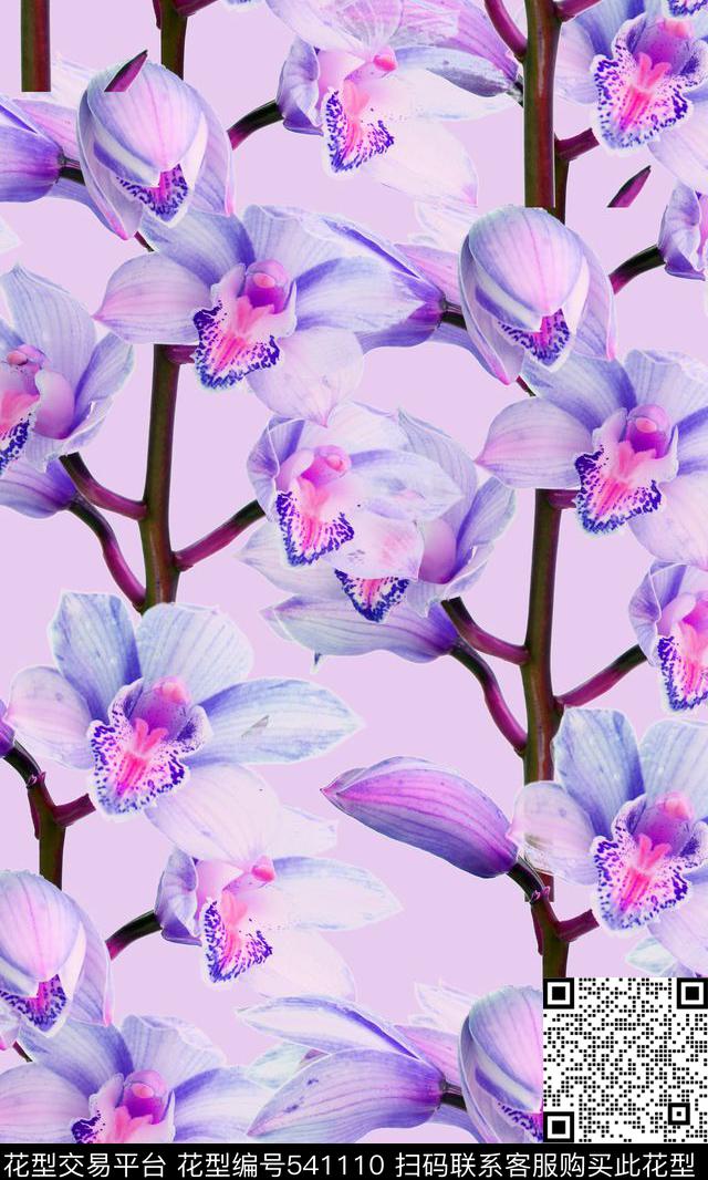 自然写意花卉梦幻浪漫花卉数码印花华亿平台下载（图片编号: 541110） - 瓦栏（Walan）