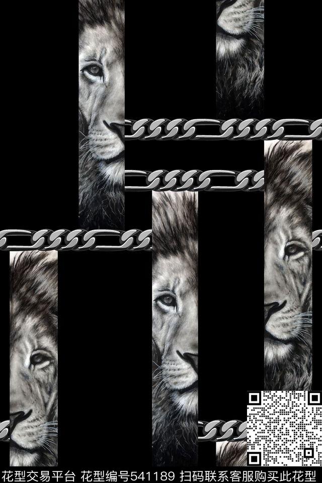 抽象狮子金属链数码印花华亿平台下载（图片编号: 541189） - 瓦栏（Walan）