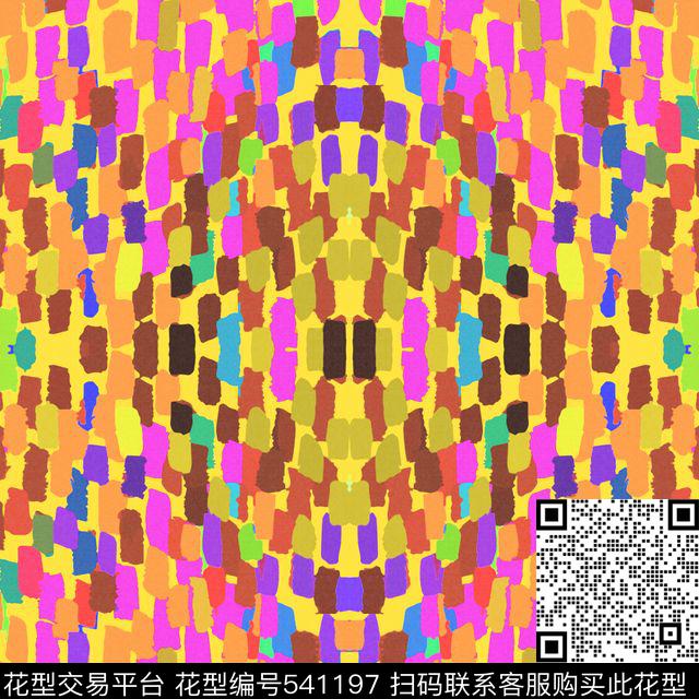 时尚多彩笔刷丝巾传统印花华亿平台下载（图片编号: 541197） - 瓦栏（Walan）