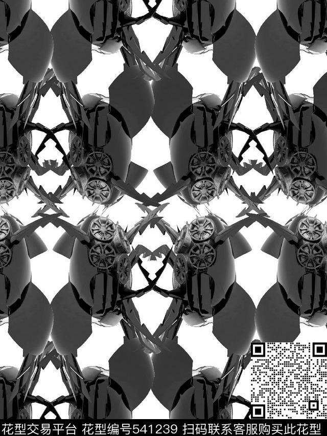 抽象机械昆虫反光纹理数码印花华亿平台下载（图片编号: 541239） - 瓦栏（Walan）