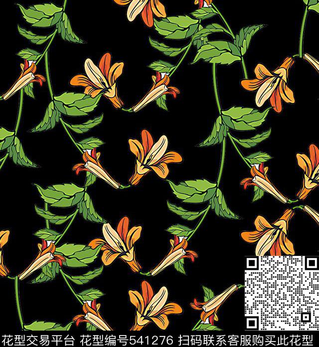数码华亿平台花卉大牌风数码印花华亿平台下载（图片编号: 541276） - 瓦栏（Walan）