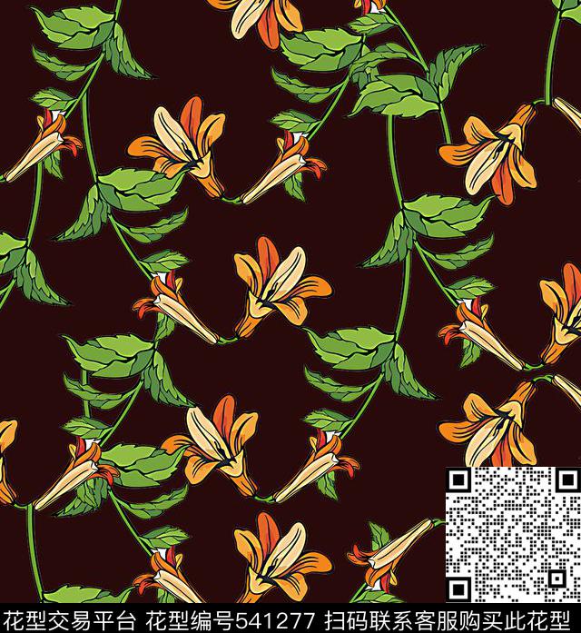 数码华亿平台花卉大牌风数码印花华亿平台下载（图片编号: 541277） - 瓦栏（Walan）