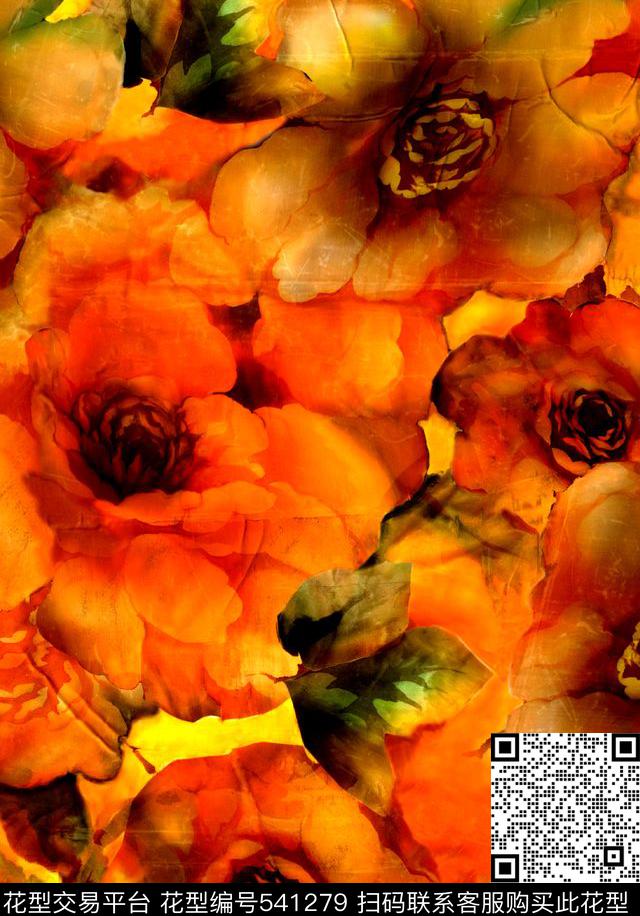 大气花卉花朵数码花数码印花华亿平台下载（图片编号: 541279） - 瓦栏（Walan）