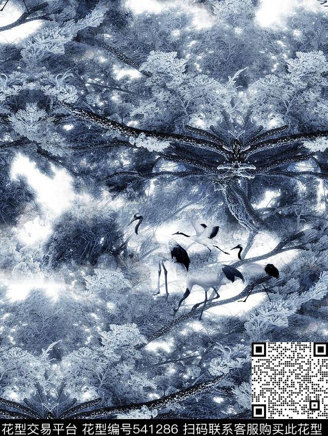 抽象松树纹理飞鹤数码印花华亿平台下载（图片编号: 541286） - 瓦栏（Walan）