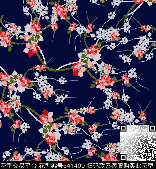 潮流简约传统花卉传统印花华亿平台下载（图片编号: 541409） - 瓦栏（Walan）