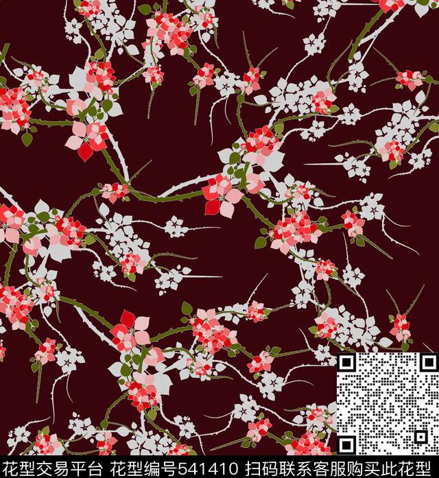 潮流简约传统花卉传统印花华亿平台下载（图片编号: 541410） - 瓦栏（Walan）