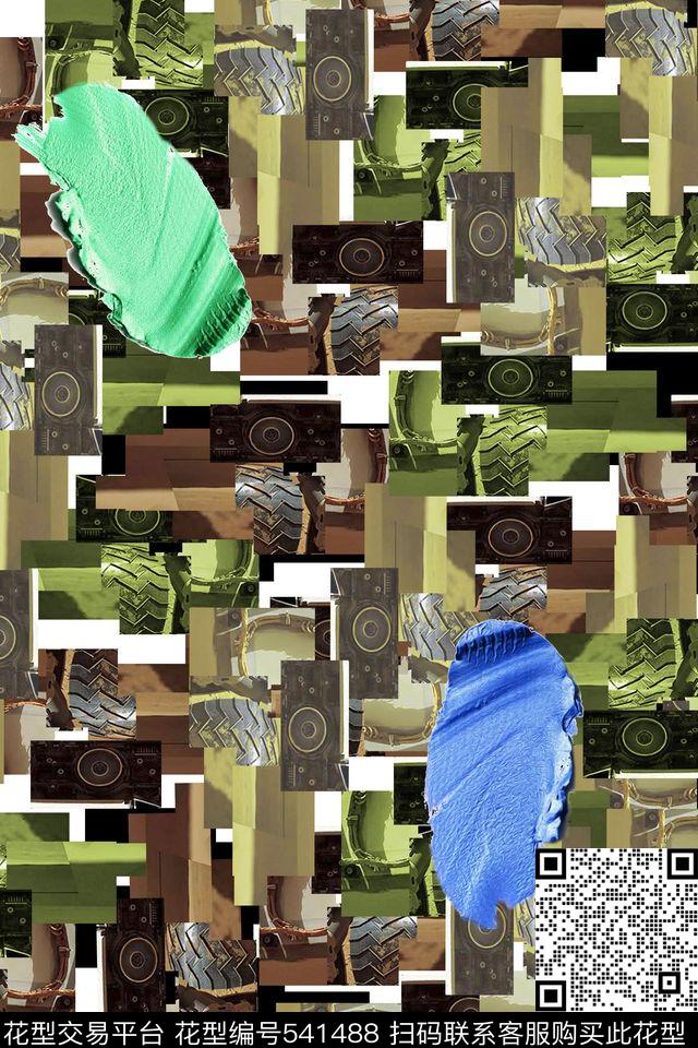 机械几何另类迷彩数码印花华亿平台下载（图片编号: 541488） - 瓦栏（Walan）