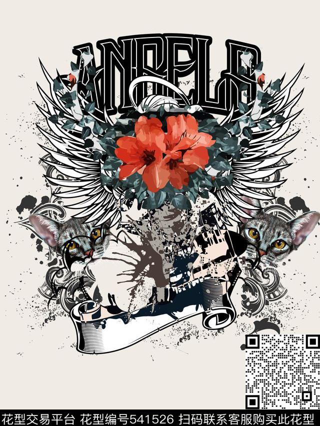 抽象动物花卉数码印花华亿平台下载（图片编号: 541526） - 瓦栏（Walan）