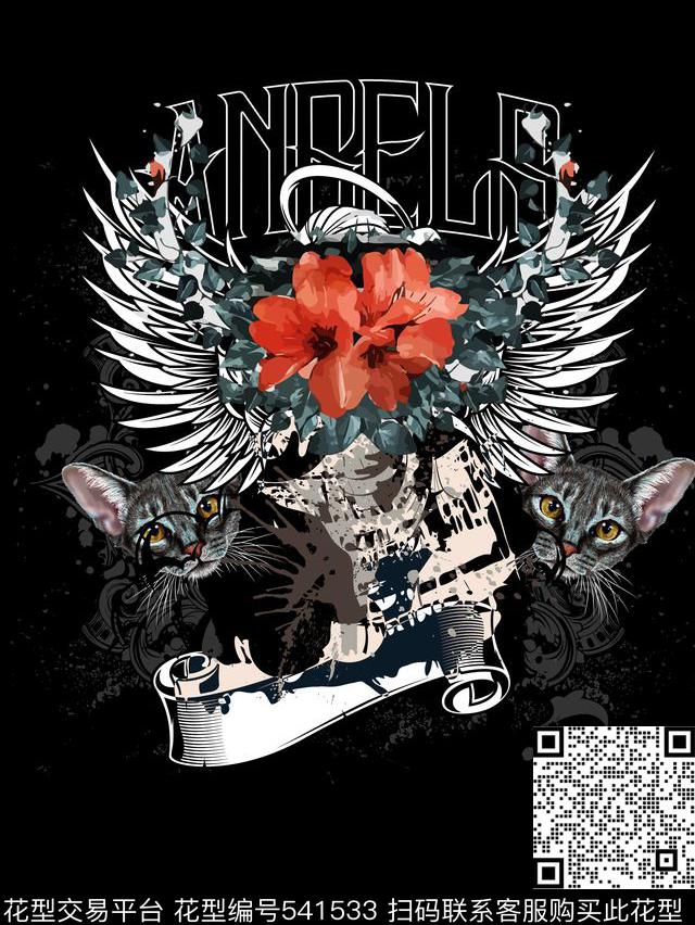 抽象花卉动物数码印花华亿平台下载（图片编号: 541533） - 瓦栏（Walan）
