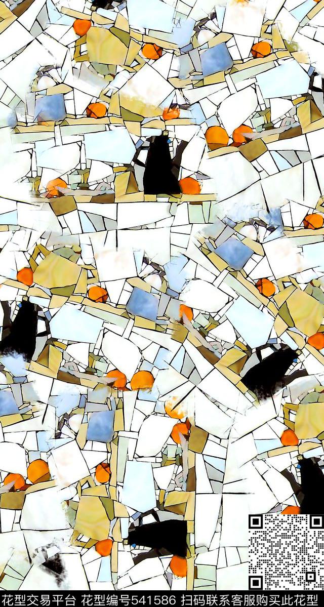 马赛克肌理几何碎片数码印花华亿平台下载（图片编号: 541586） - 瓦栏（Walan）