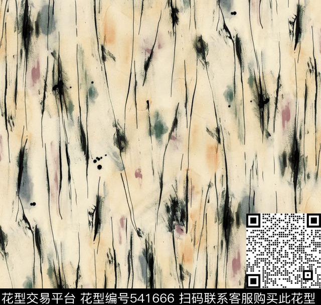 抽象几何手绘花数码印花华亿平台下载（图片编号: 541666） - 瓦栏（Walan）