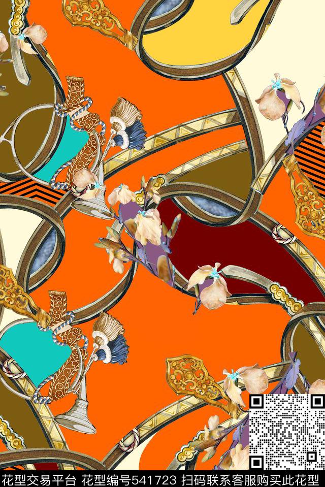 欧美风大气装饰带大牌风数码印花华亿平台下载（图片编号: 541723） - 瓦栏（Walan）