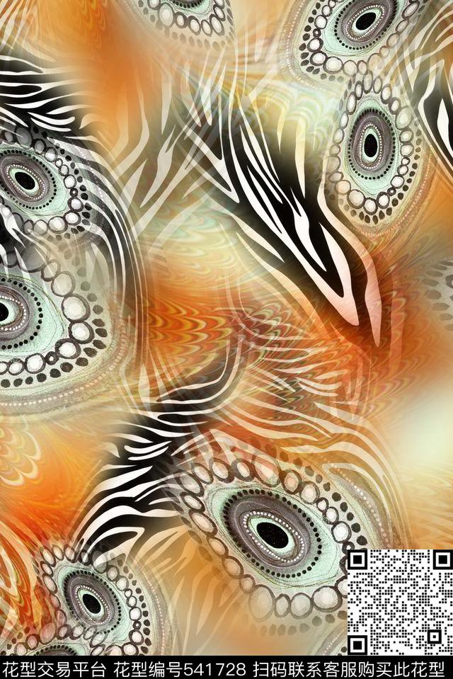 大气时尚女装抽象几何动物质感数码印花华亿平台下载（图片编号: 541728） - 瓦栏（Walan）