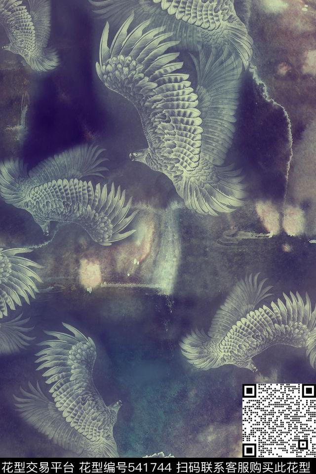 动物流行时尚水墨数码印花华亿平台下载（图片编号: 541744） - 瓦栏（Walan）