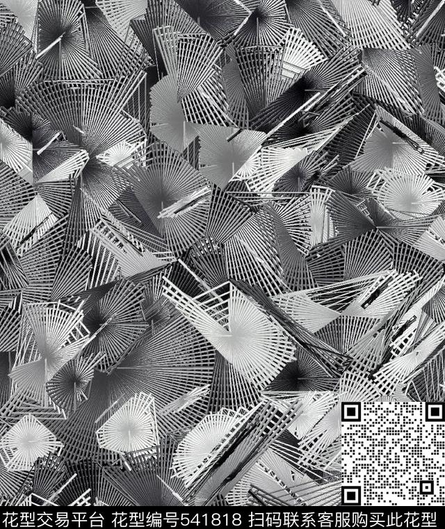 几何块面线条数码印花华亿平台下载（图片编号: 541818） - 瓦栏（Walan）