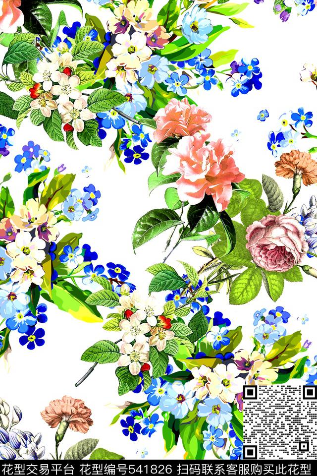 时尚花卉小清新数码印花华亿平台下载（图片编号: 541826） - 瓦栏（Walan）