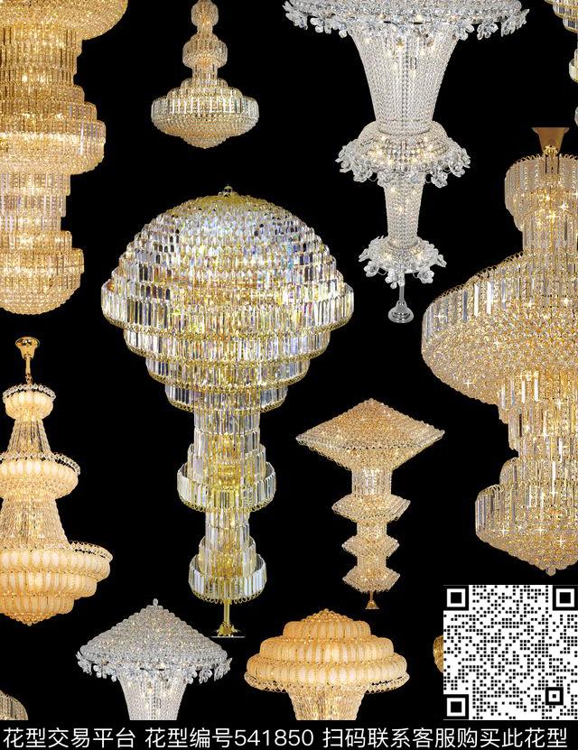 潮流时尚大牌珠宝拼接碎花砖石数码印花华亿平台下载（图片编号: 541850） - 瓦栏（Walan）