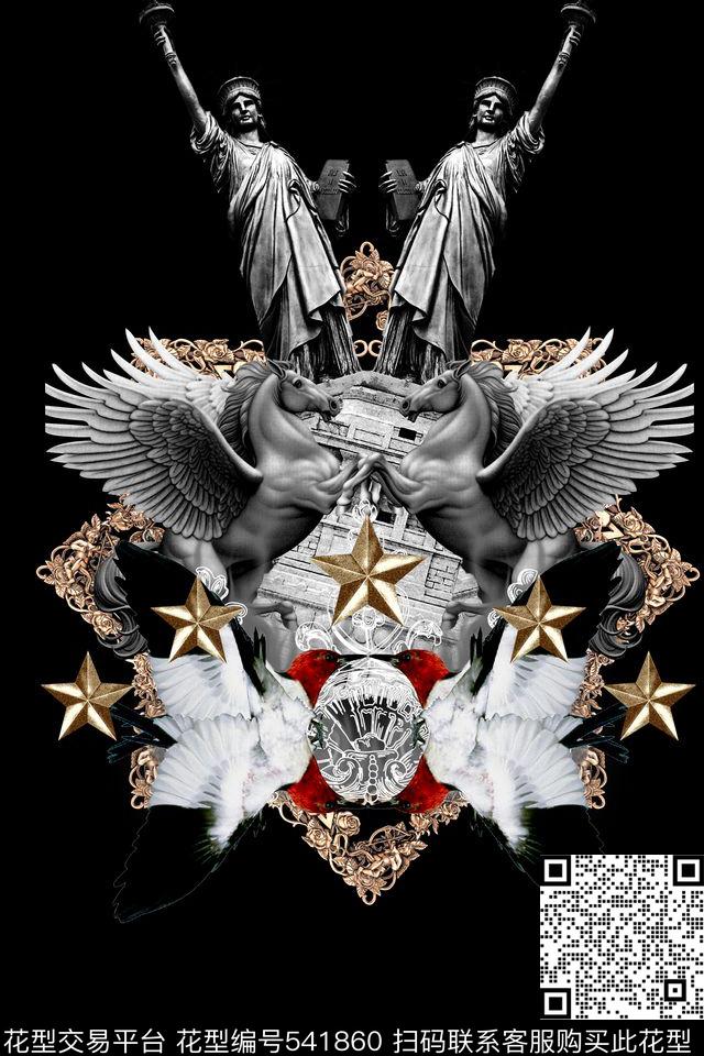 飞马石膏像自由女神数码印花华亿平台下载（图片编号: 541860） - 瓦栏（Walan）