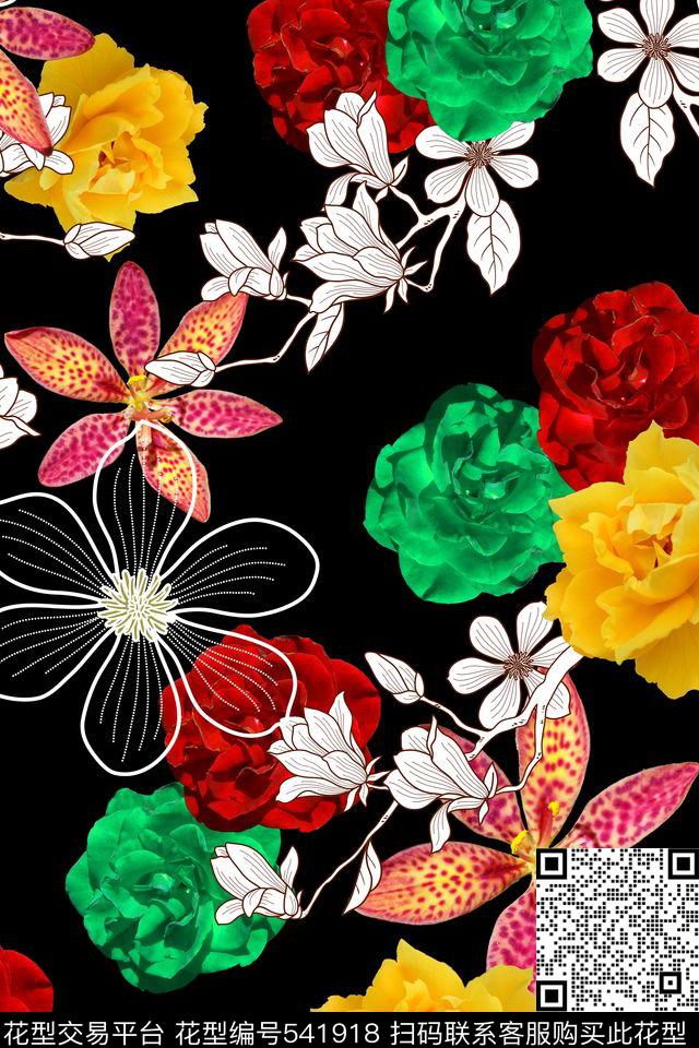 2017趋势3D立体花卉半成型花卉数码印花华亿平台下载（图片编号: 541918） - 瓦栏（Walan）