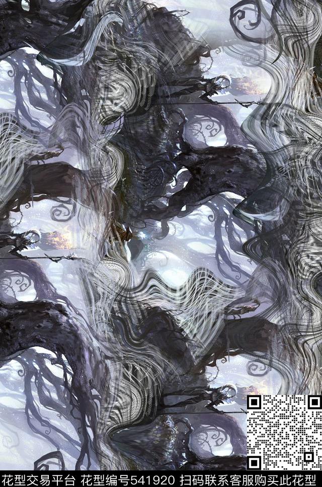 复古科幻风景数码印花华亿平台下载（图片编号: 541920） - 瓦栏（Walan）