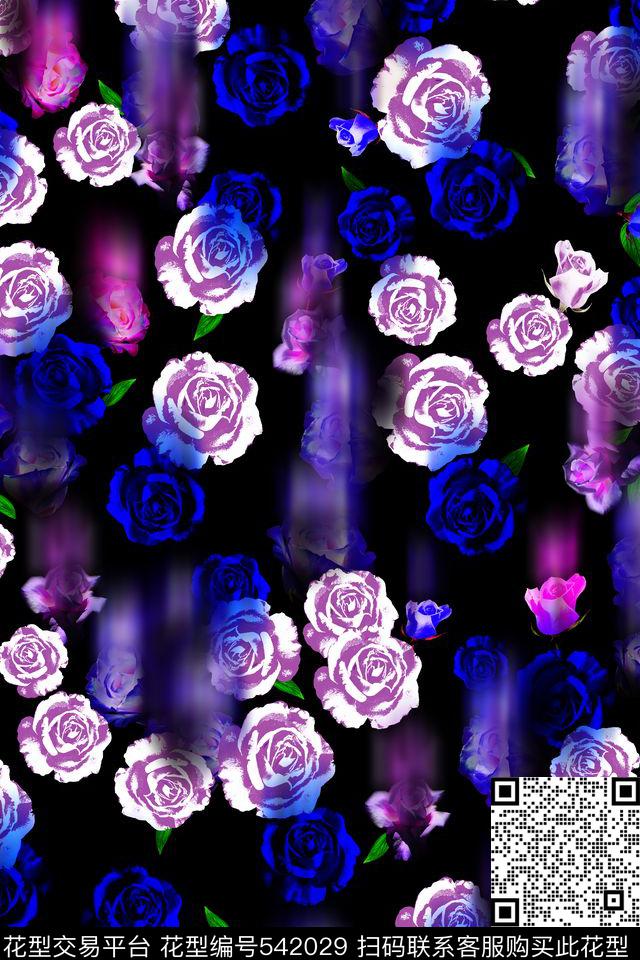 花朵立体复古数码印花华亿平台下载（图片编号: 542029） - 瓦栏（Walan）