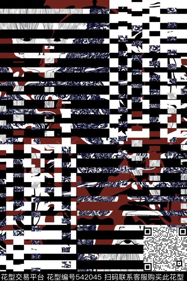 错位几何漫画传统印花华亿平台下载（图片编号: 542045） - 瓦栏（Walan）