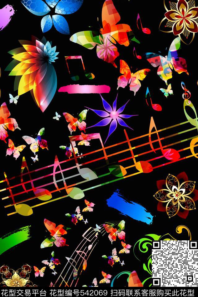 个性休闲彩色彩光夜色休闲彩色彩光夜色凌乱流行时尚花卉数码印花华亿平台下载（图片编号: 542069） - 瓦栏（Walan）