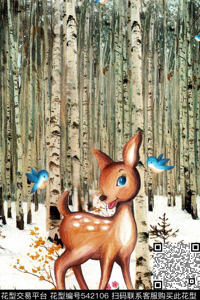 流行时尚清新森林数码印花华亿平台下载（图片编号: 542106） - 瓦栏（Walan）