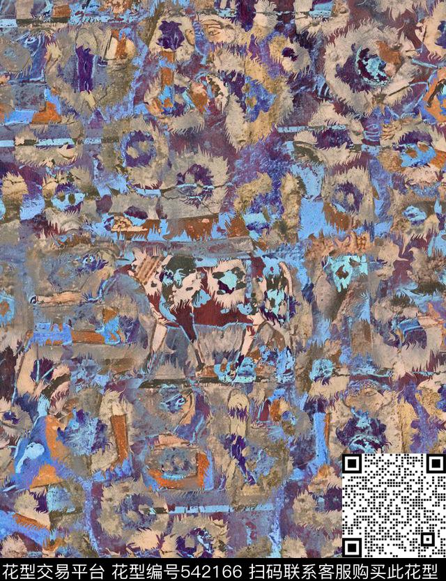 女装手绘暗影豹点抽象复古风景底纹数码印花华亿平台下载（图片编号: 542166） - 瓦栏（Walan）