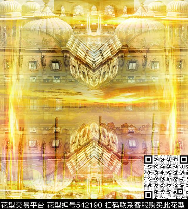 欧式花纹宫殿女装数码印花华亿平台下载（图片编号: 542190） - 瓦栏（Walan）